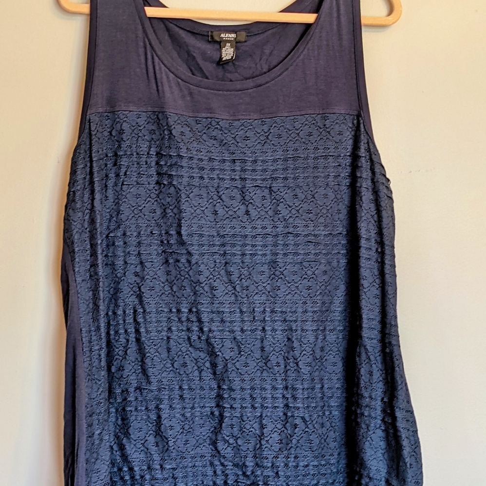 Navy Blue Plus Size 3x Crotchet Tank Top NWT